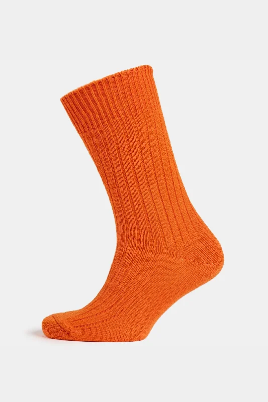 sock materials winter -  Premium Cotton Sock Rib - Orange