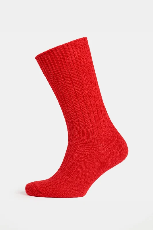 sock brands winter -  Premium Cotton Sock Rib - Red