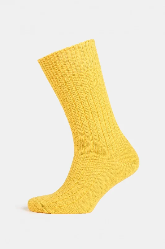 sock styles winter -  Premium Cotton Sock Rib - Yellow