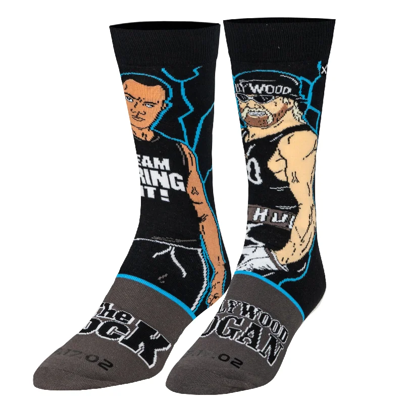 sock materials formal -  Rock Vs Hollywood Hogan Men's Crew Socks