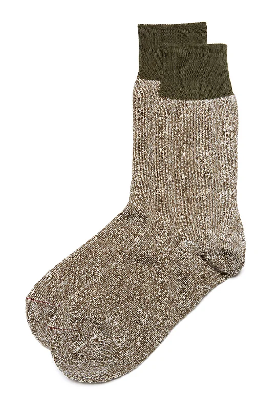 sock variety casual -  ROTOTO Double Face Silk and Cottton Socks - Olive/Dark Khaki