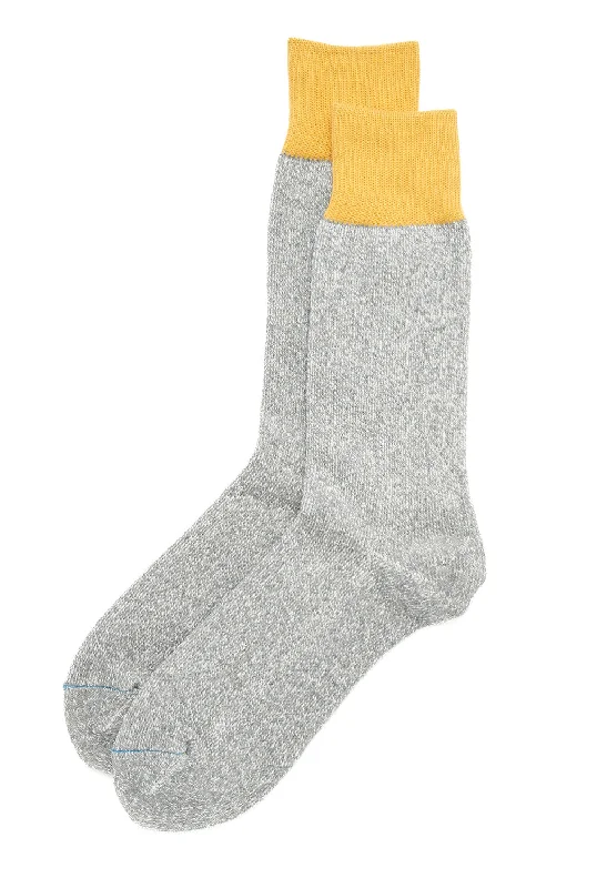 sock uses casual -  ROTOTO Silk & Cotton Double Face Crew Socks - Dark Yellow / Gray