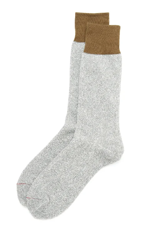 sock ratings casual -  ROTOTO Silk & Cotton Double Face Crew Socks - Olive / Gray