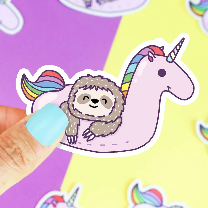 sock sets eco -  Sloth Unicorn Pool Float Summer Party Animals Vinyl Sticker