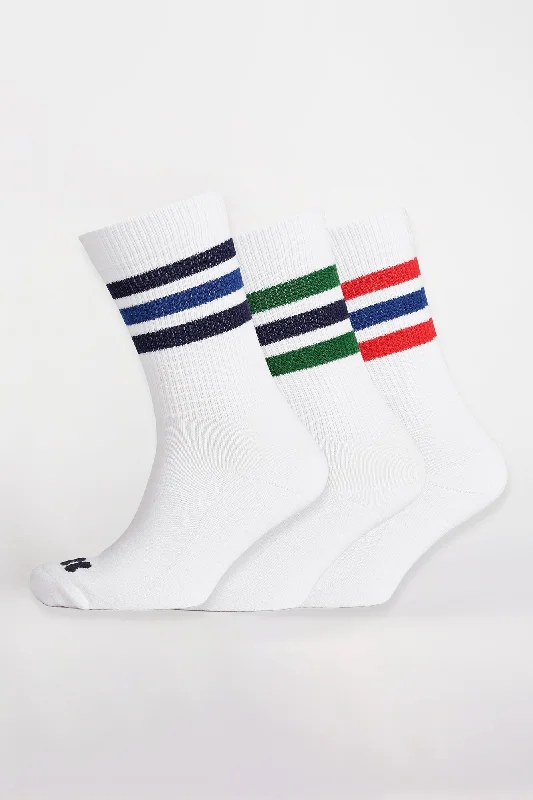 sock variety summer -  Sports Cotton Sock Calf 3 Pack - Blue Stripe