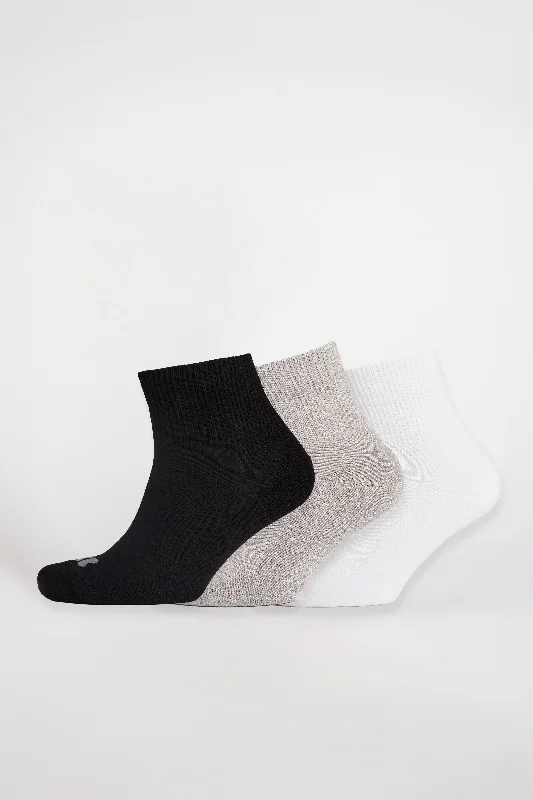 sock deals winter -  Sports Cotton Sock Ankle 3 Pack - Black/Grey/White