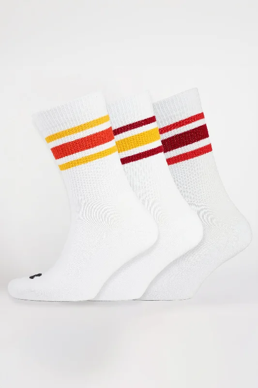 sock washing winter -  Sports Cotton Sock Calf 3 Pack - Red Stripe