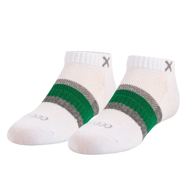 sock singles sports -  Basix Men Ankle 3 Stripe White Gray Green