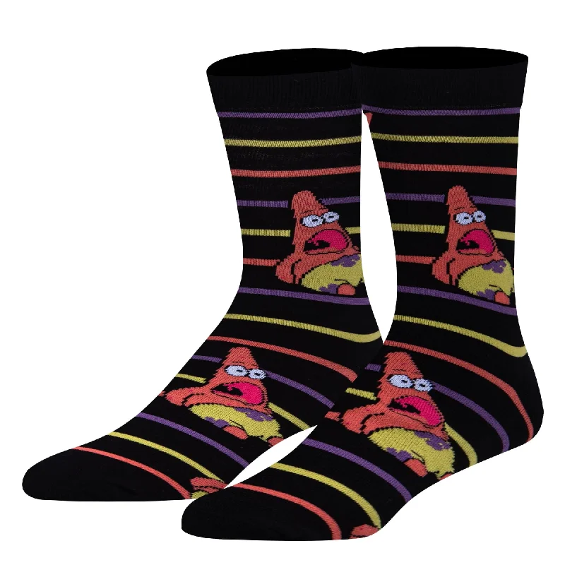 sock comfort casual -  Surprised Patrick Stripes Men's Crew Socks