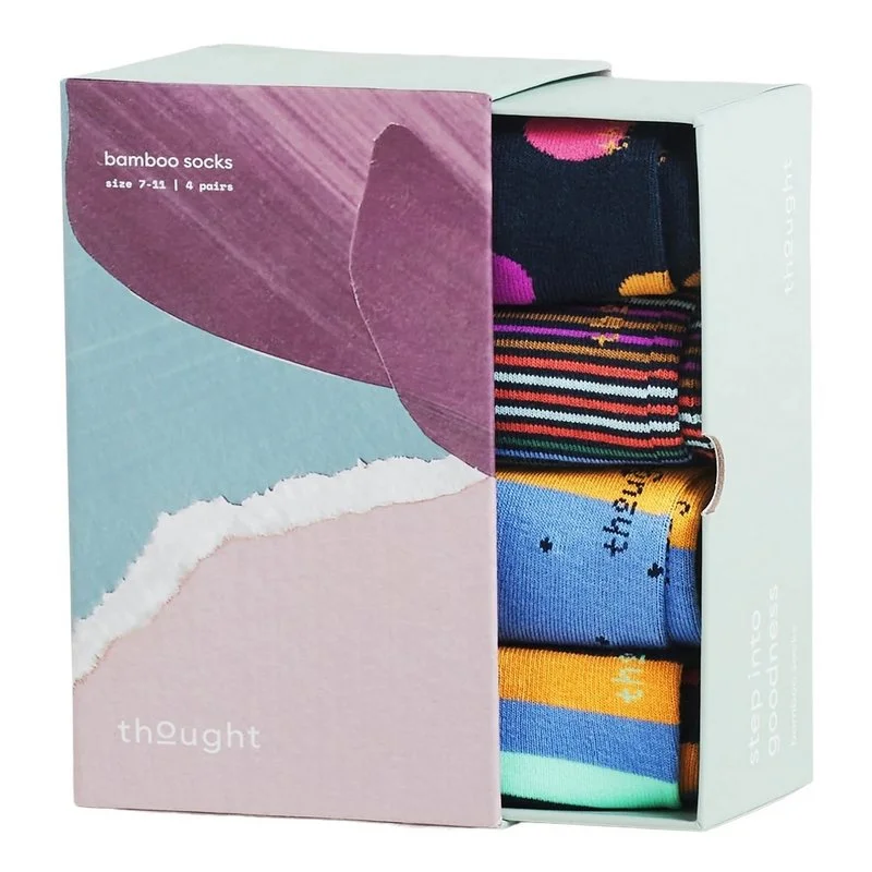 sock variety eco -  Tatem Rainbow Pattern 4 Pack Sock Box 7-11