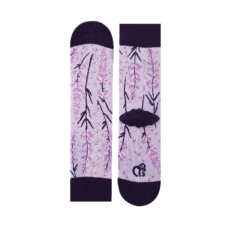 sock refunds sports -  Unisex Purple-Lilac Floral Crew Socks