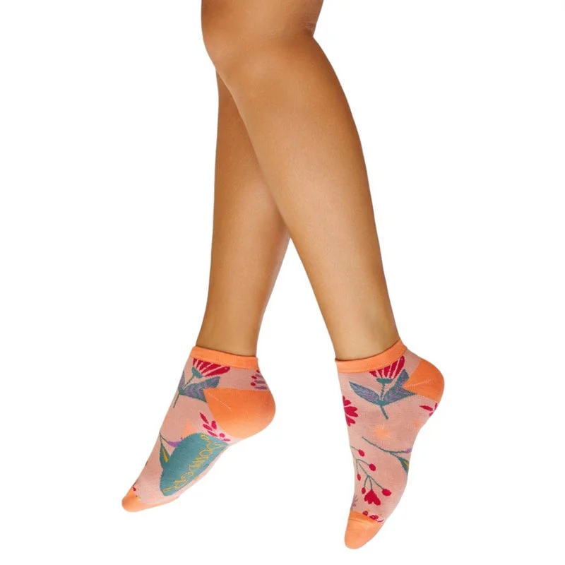 sock care sports -  Watercolour Flowers Trainer Socks in Petal