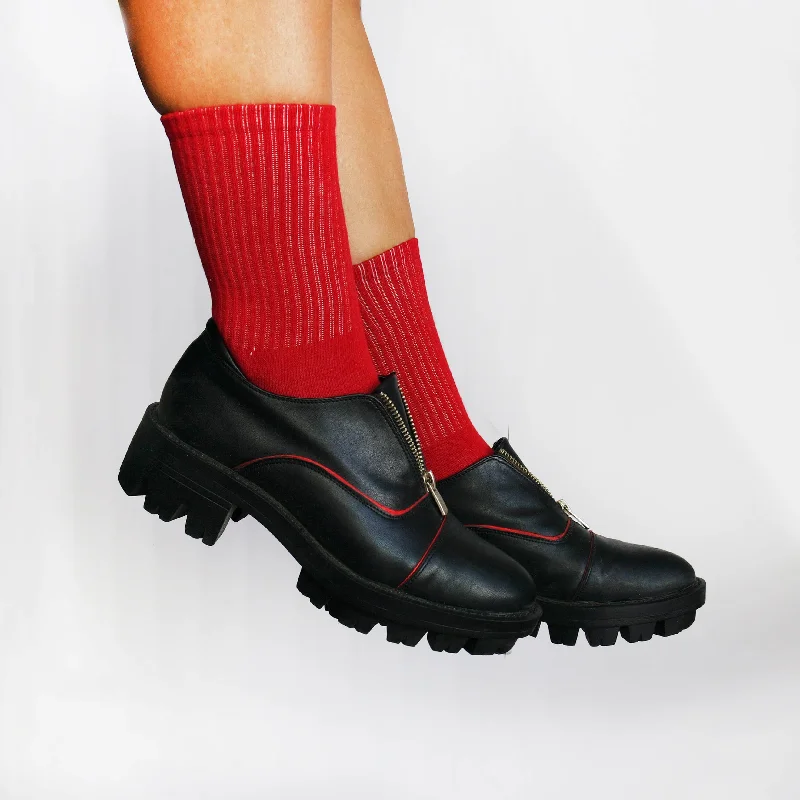 sock patterns sports -  Women's Christmas Red Cotton Socks