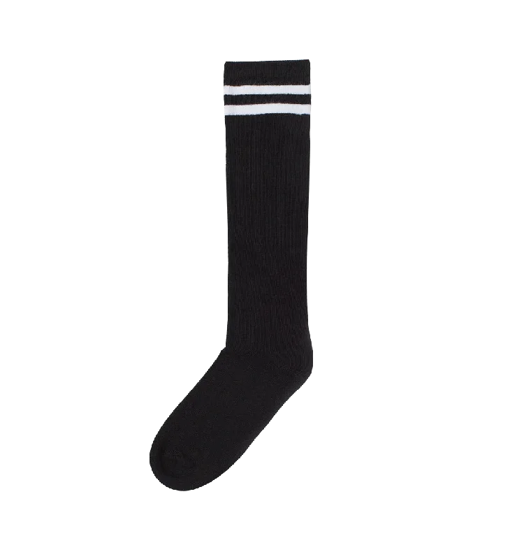 sock guarantee casual -  Women's Knee High White Striped-Black Socks