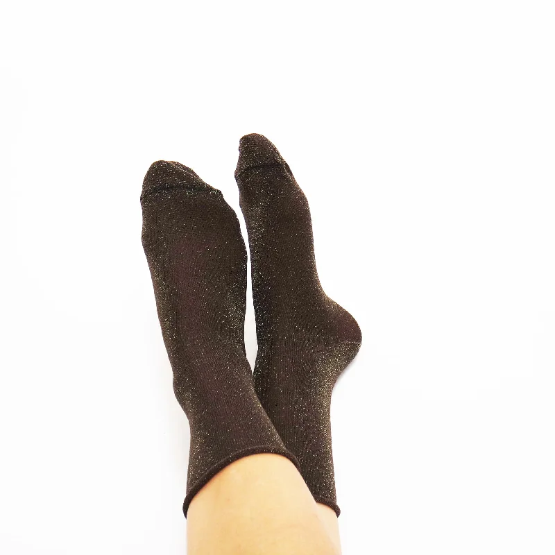 sock durability summer -  Women's Chocolate Brown Glitter Socks