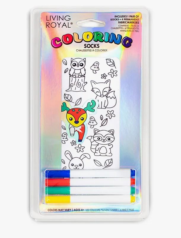 sock singles summer -  Woodland Animals Coloring Socks