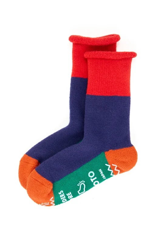 sock guarantee winter -  ROTOTO x Outsiders Pile Room Multi Socks - Red / Navy Blue