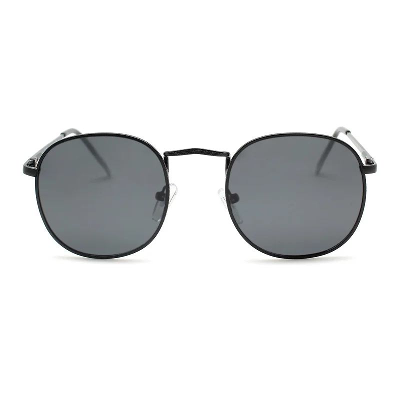 sunglasses with slim lenses -  Retro Round Metal Frame Polarized Sunglasses | N-8289P