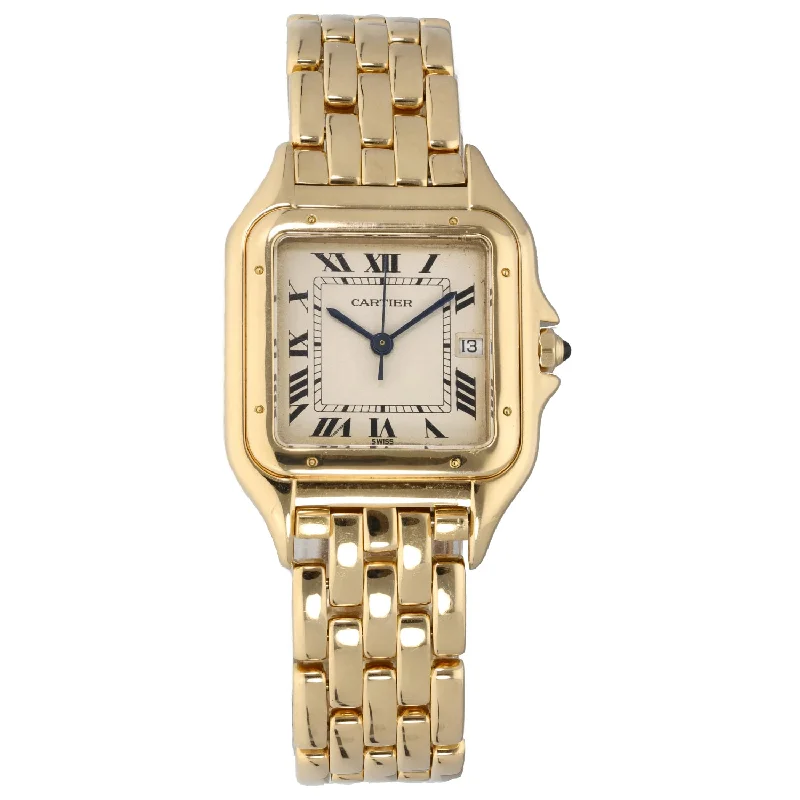 watch with sporty face -Cartier Panthere 887968 28mm Gold Watch