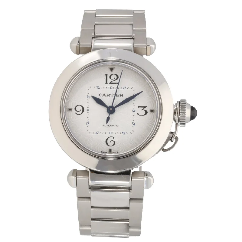 watch for sleek style -  Cartier Pasha 4327 35mm Stainless Steel Watch