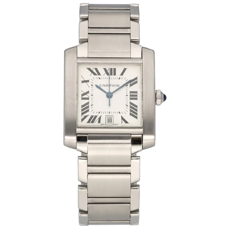 watch with elegant numerals -  Cartier Tank Francaise 2302 28mm Stainless Steel Watch