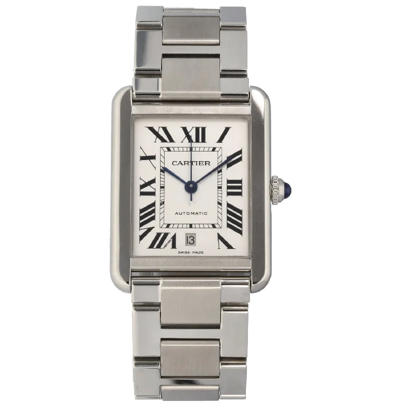 watch with thin hands -  Cartier Tank Solo XL WS20028 31mm Stainless Steel Watch