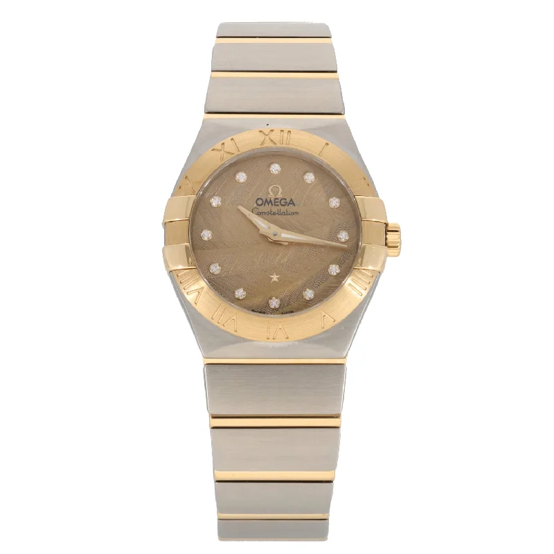 watch with durable leather -  Omega Constellation 123.20.27.60.58.003 28mm Bi-Colour Watch