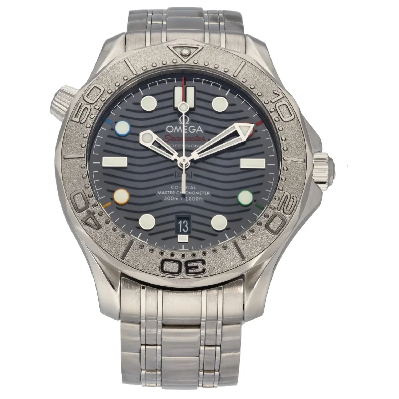 watch with elegant face -  Omega Seamaster 42mm Stainless Steel Watch