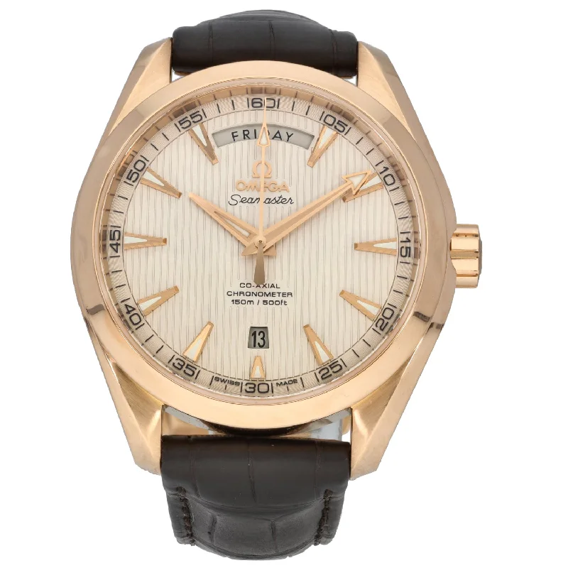 watch with orange hands -  Omega Seamaster Aqua Terra 231.53.42.22.02.001 41.5mm Gold Watch