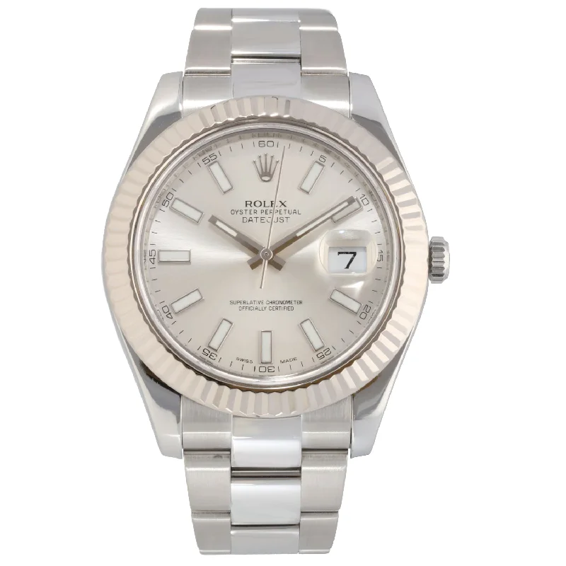 watch with sleek face -  Rolex Datejust 116334 41mm Stainless Steel Watch