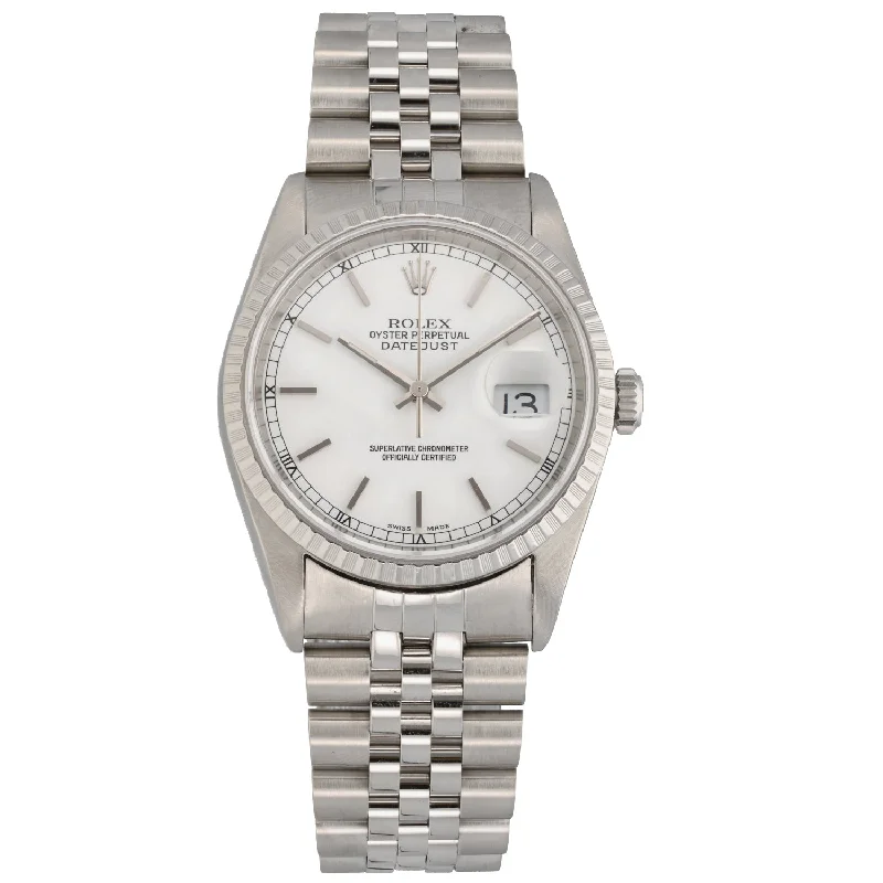 watch with white face -  Rolex Datejust 16220 36mm Stainless Steel Watch