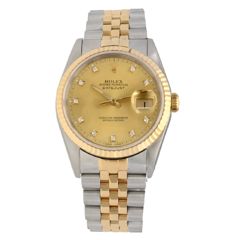 watch with rugged numerals -  Rolex Datejust 16253 36mm Bi-Colour Watch