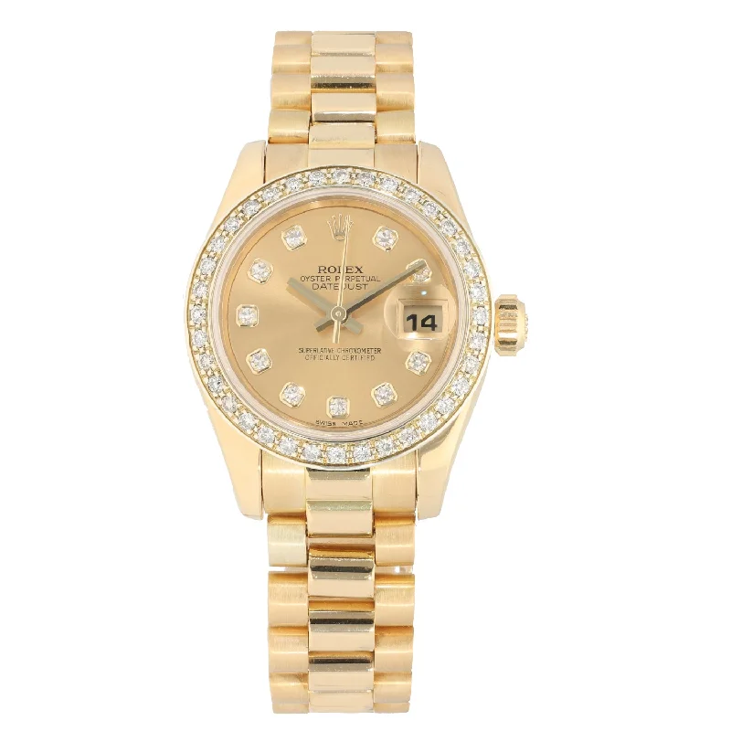 watch with vintage bezel -  Rolex Lady Datejust 179178 26mm Gold Watch