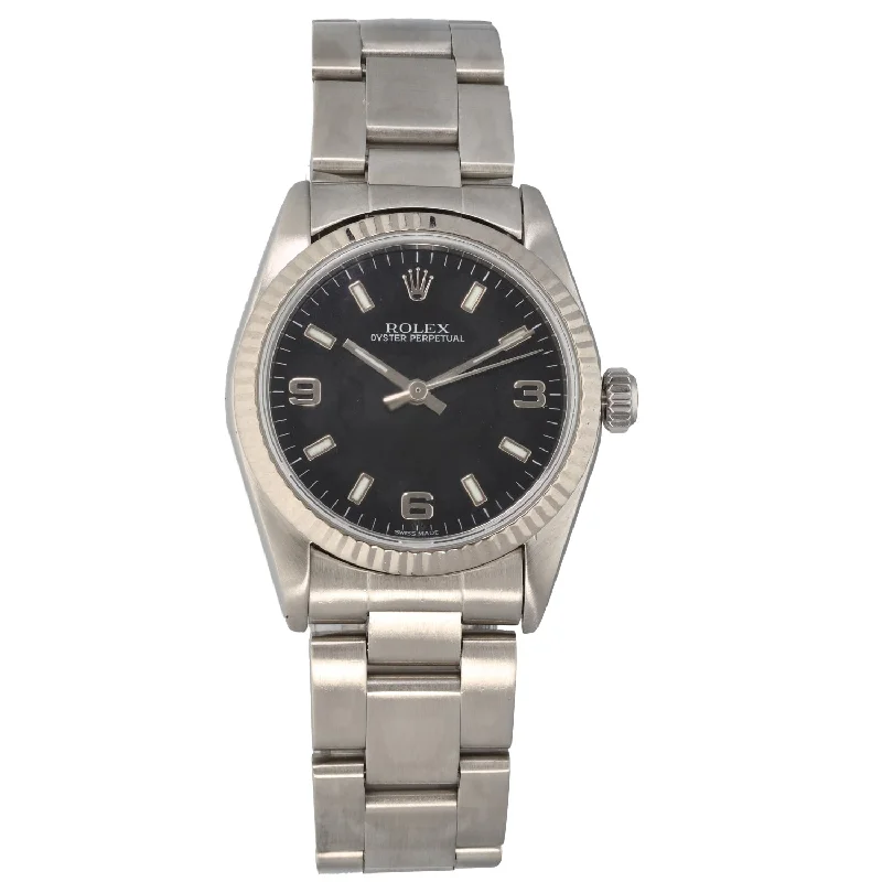 watch with purple face -  Rolex Oyster Perpetual 77014 31mm Stainless Steel Watch