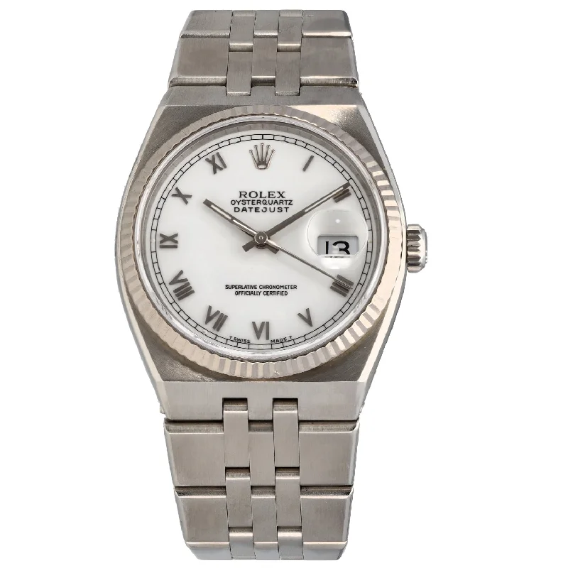 watch with sleek case -  Rolex Oysterquartz Datejust 17014 36mm Stainless Steel Watch