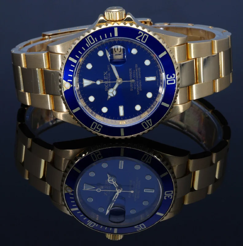 watch with gold numerals -  Rolex Submariner 116618 LB 40mm Gold Watch