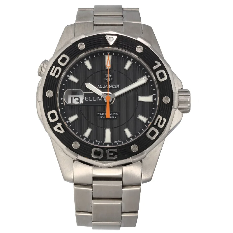 watch with sleek case -  Tag Heuer Aquaracer WAJ1110 43mm Stainless Steel Watch