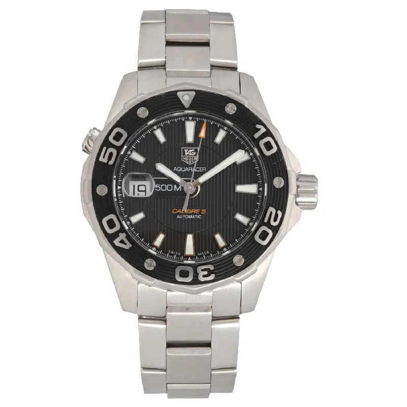 watch with bold face -  Tag Heuer Aquaracer WAJ2110 43mm Stainless Steel Watch