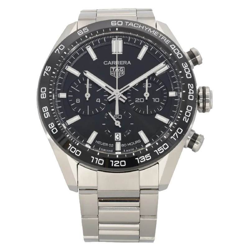 watch with sleek face -  Tag Heuer Carrera CBN2A1B 44mm Stainless Steel Watch