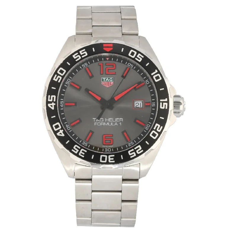 watch with modern numerals -  Tag Heuer Formula 1 WAZ1018 43mm Stainless Steel Watch