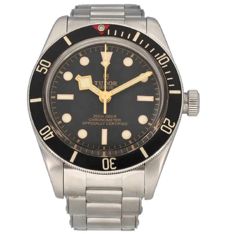 watch with gold hands -  Tudor Black Bay 79030 39mm Stainless Steel Watch